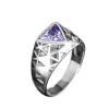 Ring Of The King Pink / Purple Sterling Silver Ring With Triangle Purple Tourmaline Stone For Men