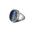 Ring Of The King Sterling Silver Ring With Greek Pattern And Oval Blue Lapis Lazuli Stone For Men