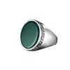 Ring Of The King Sterling Silver Ring With Greek Pattern And Oval Green Agate Stone For Men