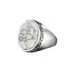 Ring Of The King Sterling Silver Ring With Greek Pattern And Oval White Buffalo Stone For Men
