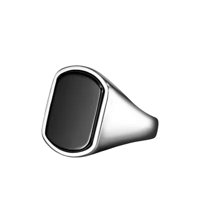 Ring Of The King Sterling Silver Ring With Rectangle Black Onyx Stone For Men