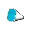 Ring Of The King Sterling Silver Ring With Rectangle Blue Turquoise Stone For Men