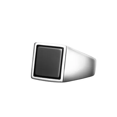 Ring Of The King Sterling Silver Ring With Square Black Onyx Stone For Men