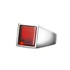 Ring Of The King Sterling Silver Ring With Square Red Agate Stone For Men