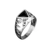 Ring Of The King Sterling Silver Ring With Triangle Black Onyx Stone For Men