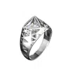 Ring Of The King Sterling Silver Ring With Triangle White Diamond Stone For Men