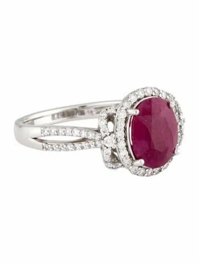 Pre-owned Ring Oscar Friedman Platinum 3.05ct Burma Ruby & Diamond Cocktail  In Multi