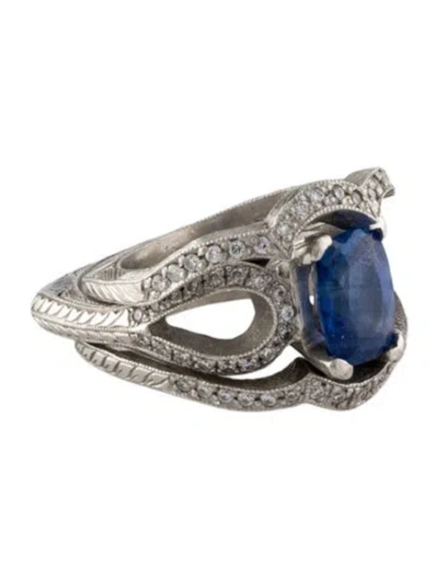 Pre-owned Ring Paul Bartnik Designs Platinum 1.67ct Sapphire & Diamond Wedding Set In Multi