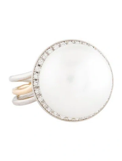 Pre-owned Ring Pearl, Multistone & Diamond Cocktail
