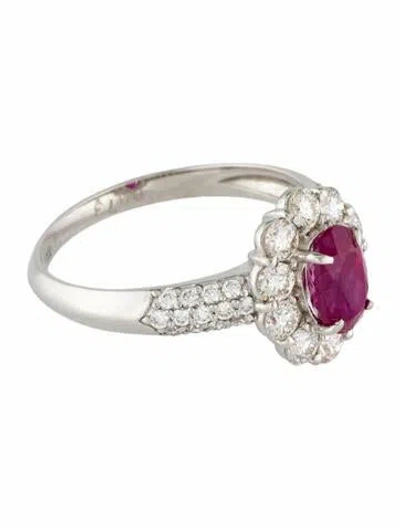 Pre-owned Ring Platinum 1.00ct Burmese Ruby & Diamond Cocktail  In Multi
