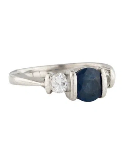 Pre-owned Ring Platinum 1.00ct Sapphire & Diamond Cocktail  In Multi