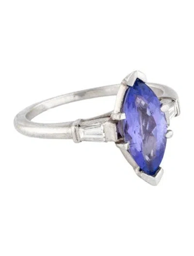 Pre-owned Ring Platinum 1.04ct Tanzanite & Diamond Cocktail  In Multi