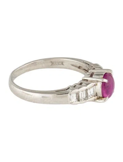 Pre-owned Ring Platinum 1.04ct Unheated Burmese Star Ruby & Diamond Cocktail  In Multi