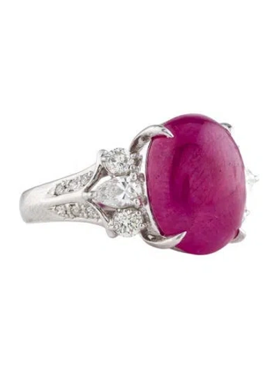 Pre-owned Ring Platinum 10.77ct Ruby & Diamond Cocktail  In Multi