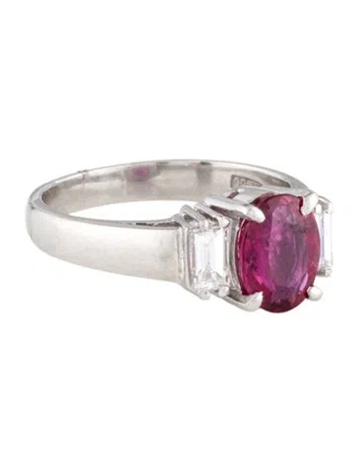 Pre-owned Ring Platinum 1.12ct Ruby & Diamond Cocktail  In Multi