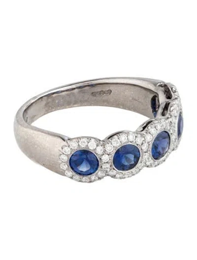 Pre-owned Ring Platinum 1.14ctw Sapphire & Diamond Band In Multicolor