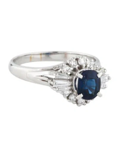 Pre-owned Ring Platinum 1.17ct Sapphire & Diamond Cocktail  In Multi