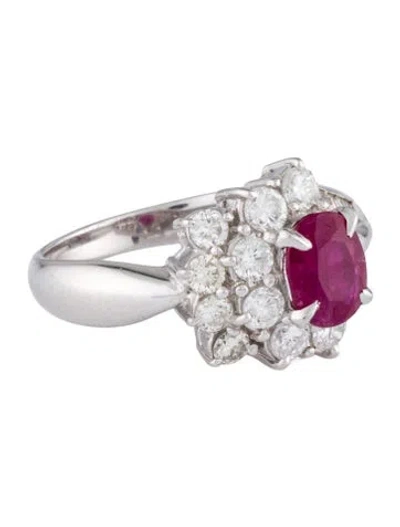 Pre-owned Ring Platinum 1.18ct Ruby & Diamond Cocktail  In Multi