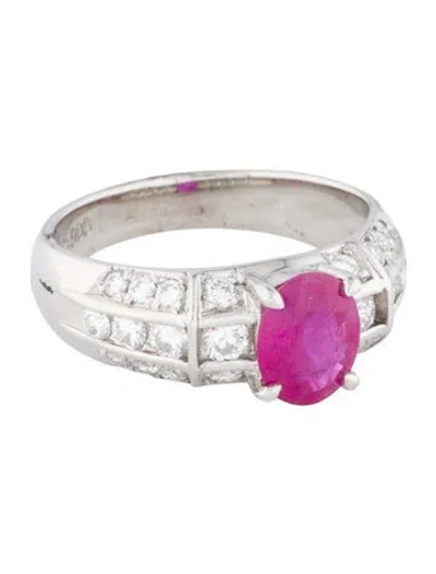 Pre-owned Ring Platinum 1.18ct Ruby & Diamond Cocktail  In Multi