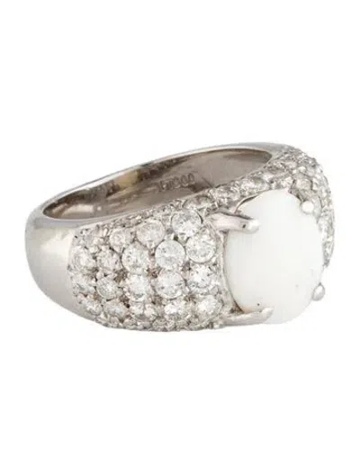 Pre-owned Ring Platinum 1.24ct Opal & Diamond Cocktail  In Multi