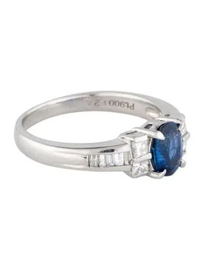Pre-owned Ring Platinum 1.24ct Sapphire & Diamond Cocktail  In Multi