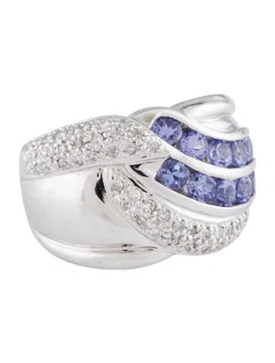 Pre-owned Ring Platinum 1.25ct Tanzanite & Diamond  In Multi