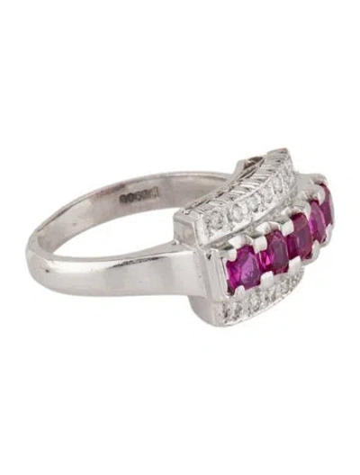Pre-owned Ring Platinum 1.25ctw Ruby & Diamond Cocktail  In Multi