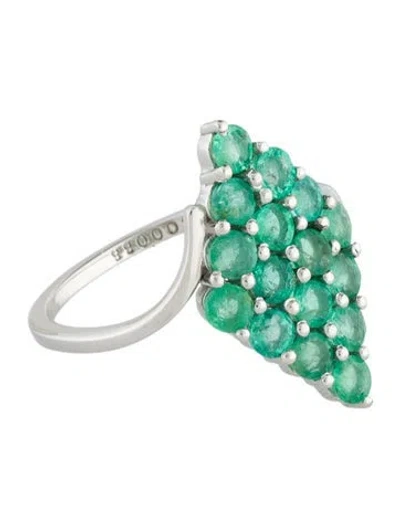 Pre-owned Ring Platinum 1.26ctw Emerald Cocktail  In Multicolor