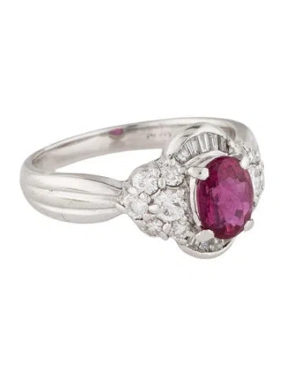 Pre-owned Ring Platinum 1.27ct Ruby & Diamond Cocktail  In Multi