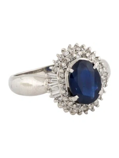 Pre-owned Ring Platinum 1.27ctw Sapphire & Diamond Cocktail  In Multi