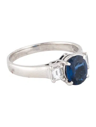 Pre-owned Ring Platinum 1.30ct Sapphire & Diamond Cocktail  In Multi