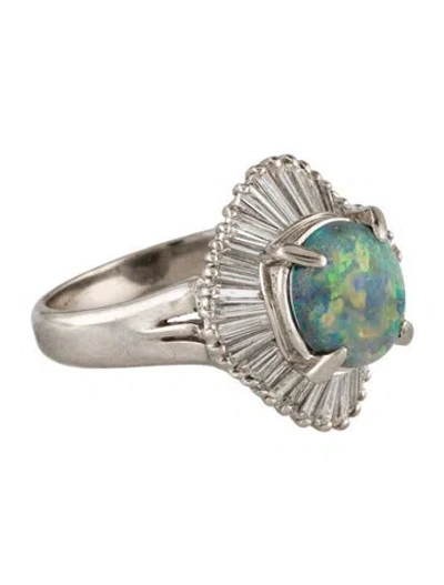 Pre-owned Ring Platinum 1.32ct Opal & Diamond Cocktail  In Multi