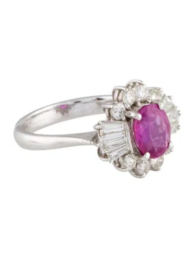 Pre-owned Ring Platinum 1.32ct Sapphire & Diamond Cocktail  In Multi