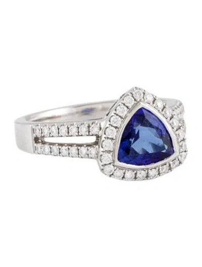 Pre-owned Ring Platinum 1.32ct Tanzanite & Diamond Cocktail  In Multi