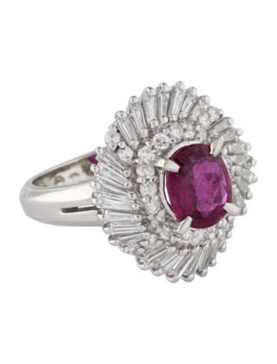 Pre-owned Ring Platinum 1.33ct Ruby & Diamond Cocktail  In Multi