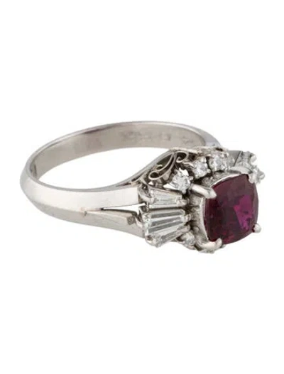 Pre-owned Ring Platinum 1.34ct Thailand Ruby & Diamond Cocktail  In Multi