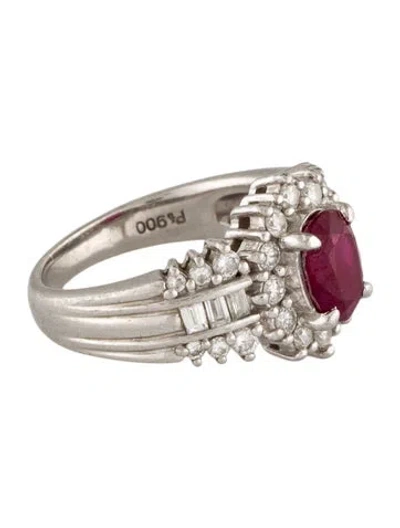Pre-owned Ring Platinum 1.37ct Ruby & Diamond Cocktail  In Multi