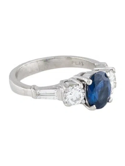 Pre-owned Ring Platinum 1.41ct Sapphire & Diamond  In Multi