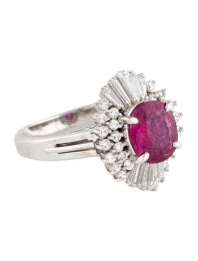 Pre-owned Ring Platinum 1.42ct Ruby & Diamond Cocktail  In Multi