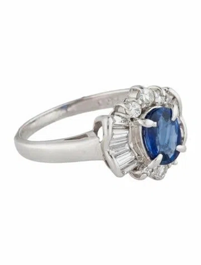 Pre-owned Ring Platinum 1.42ct Sapphire & Diamond Cocktail  In Multi