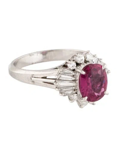 Pre-owned Ring Platinum 1.47ct Ruby & Diamond Cocktail  In Multi