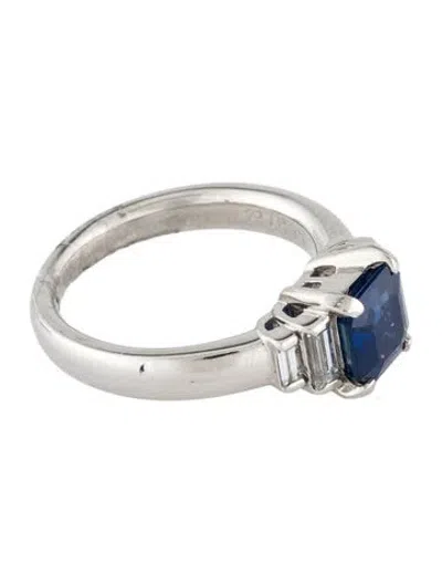 Pre-owned Ring Platinum 1.50ct Thailand Sapphire & Diamond Cocktail  In Multi