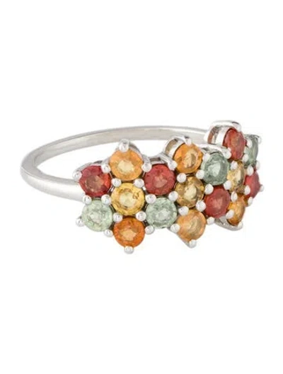 Pre-owned Ring Platinum 1.53ctw Sapphire Cocktail  In Multicolor