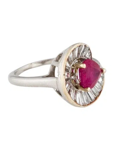Pre-owned Ring Platinum 1.55ct Ruby & Diamond Cocktail  In Multi