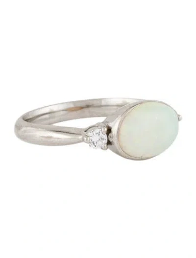 Pre-owned Ring Platinum 1.55ctw Opal & Diamond Cocktail  In Multi