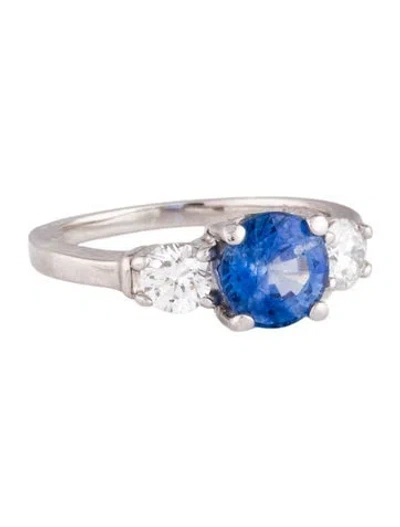 Pre-owned Ring Platinum 1.56ct Sapphire & Diamond Cocktail  In Multicolor