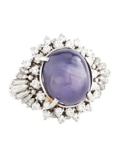 Pre-owned Ring Platinum 15.85ctw Star Sapphire & Diamond Ballerina  In Multi