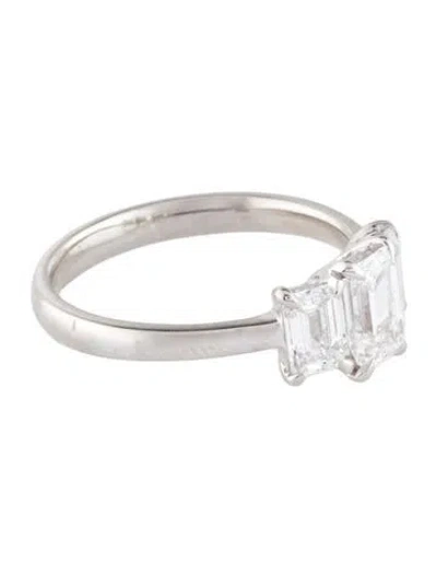 Pre-owned Ring Platinum 1.59ctw Lab-grown Diamond 3-stone  In Multi