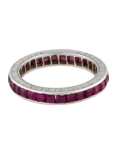 Pre-owned Ring Platinum 1.67ctw Ruby Eternity Band  In Multi