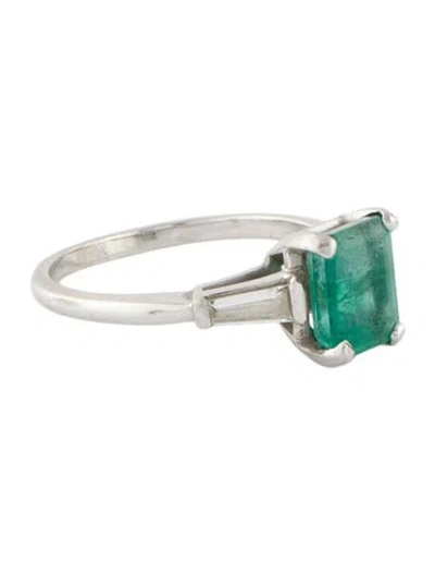 Pre-owned Ring Platinum 1.74ct Emerald & Diamond Cocktail  In Multi